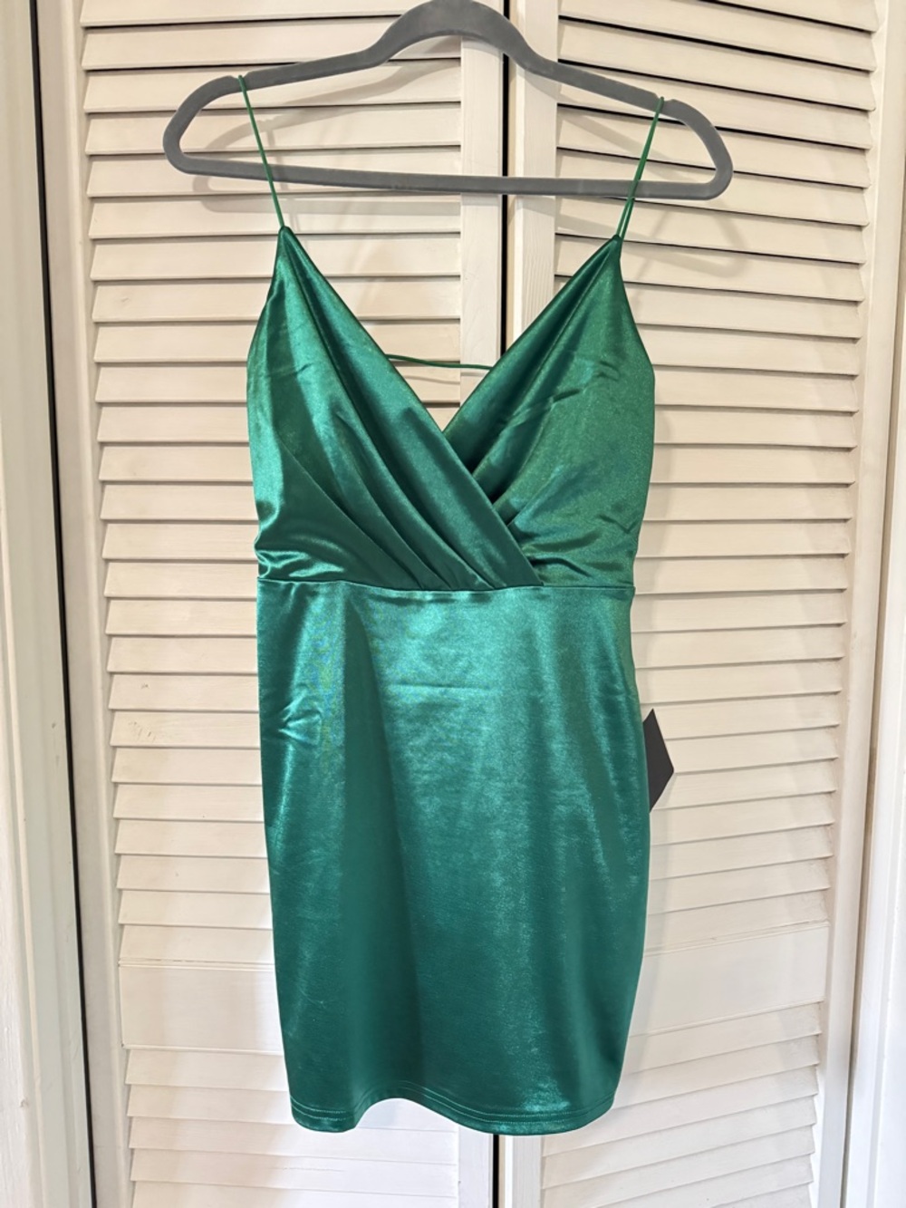Lulu's Shimmery Green Satin Mini Slip Dress